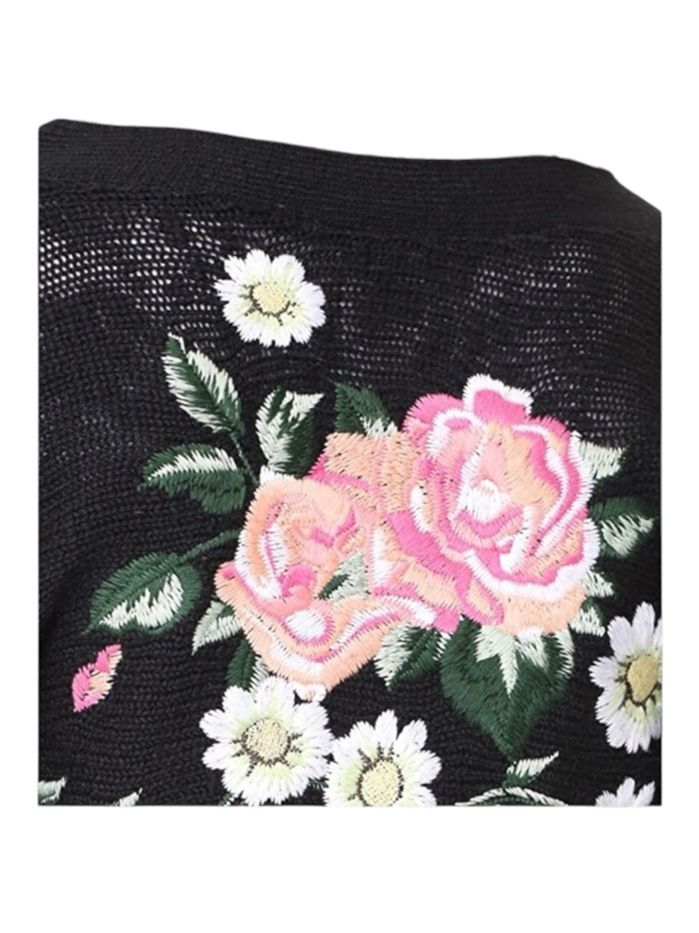 new Wildfox 𑁍 Secret Garden Embroidered Sweater 𑁍 Black + Floral Embroidery 𑁍 - Picture 7 of 16